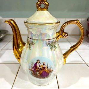 Vintage GNA Fine Porcelain Teapot 8” Tall x 7” wide with handle.